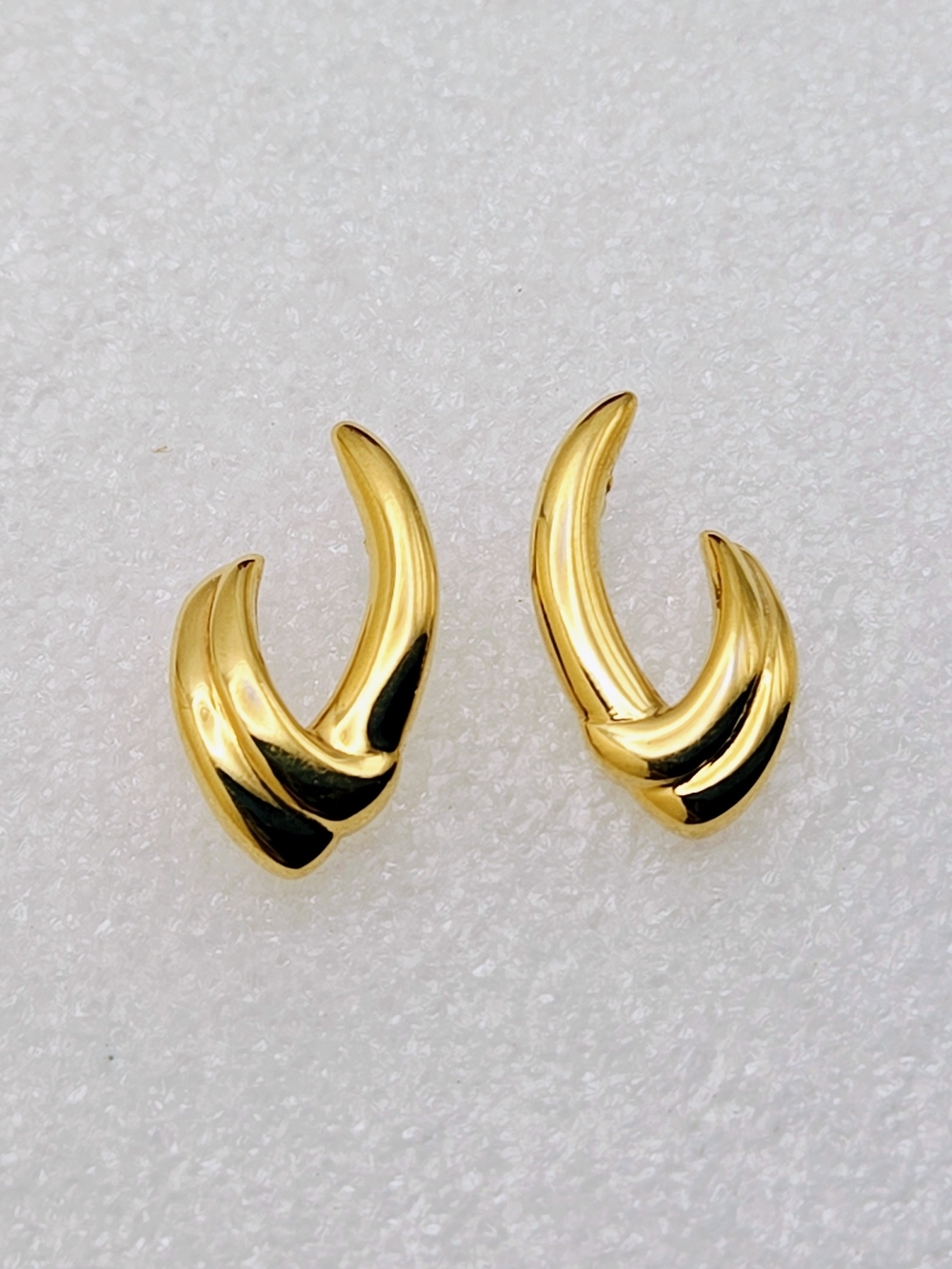 Napier Shiny Gold Sculpted Wave Post Earrings